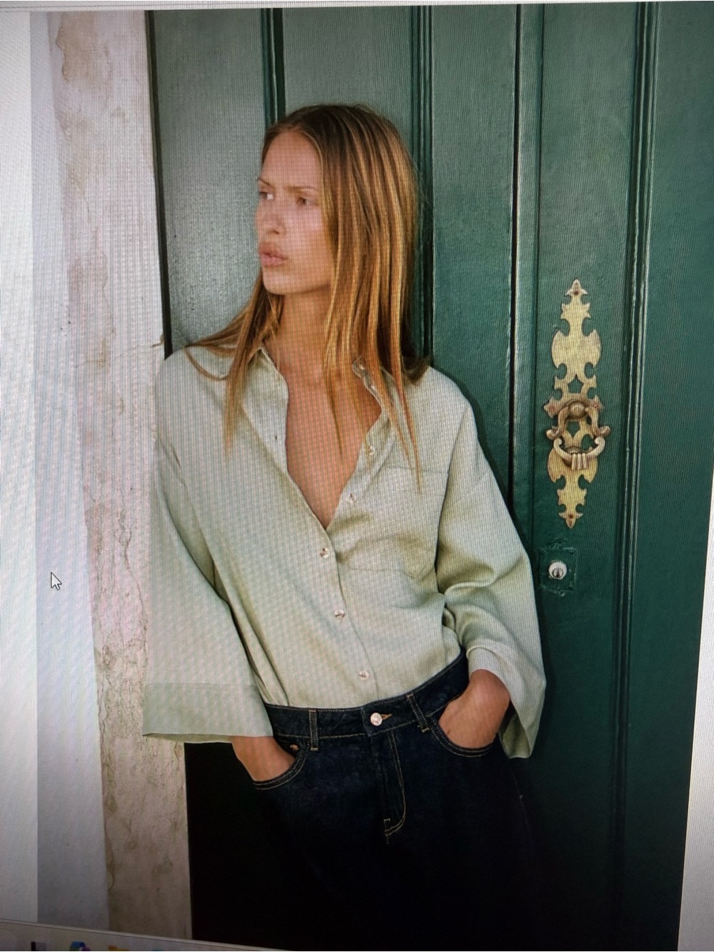 Zara NWOT Light khaki oversize wide sleeve shirt